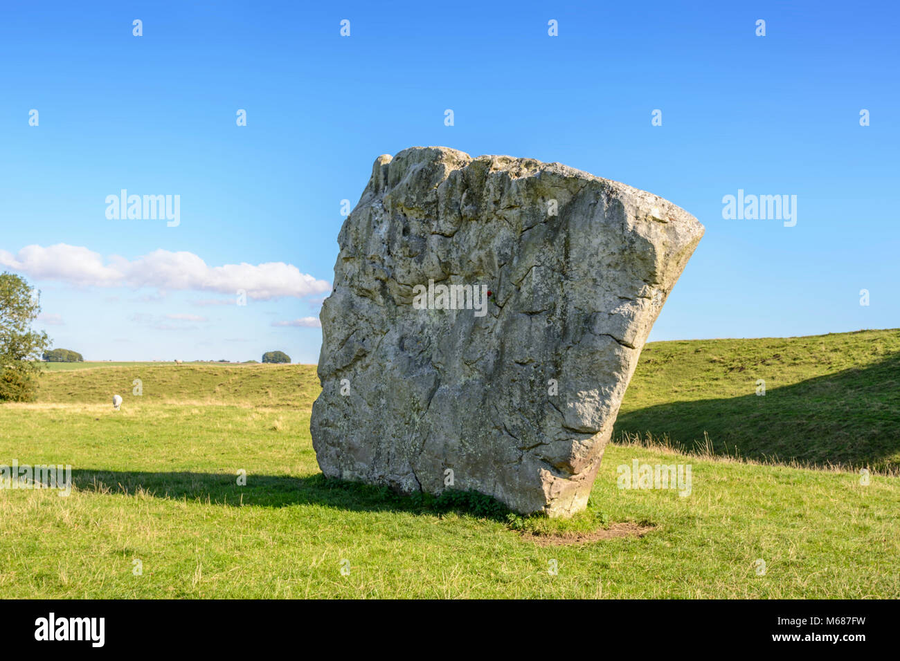 Il comitato permanente delle Pietre di Avebury, un henge neolitico che divenne un Sito Patrimonio Mondiale dell'UNESCO nel 1986, Avebury, Wiltshire, Inghilterra, Regno Unito Foto Stock