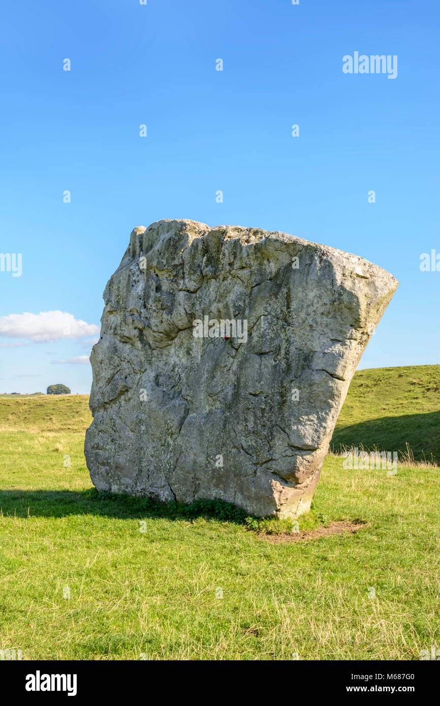 Il comitato permanente delle Pietre di Avebury, un henge neolitico che divenne un Sito Patrimonio Mondiale dell'UNESCO nel 1986, Avebury, Wiltshire, Inghilterra, Regno Unito Foto Stock