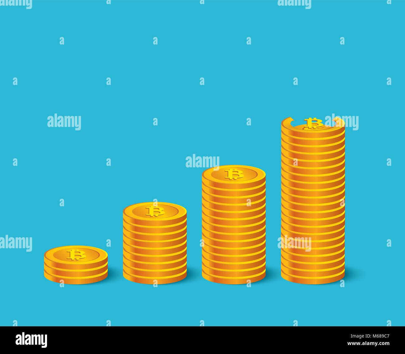 Proprietari sono felice della bitcoin prezzi. Cryptocurrency concetto di mercato. Appartamento cartoon character design. Illustrazione Vettoriale