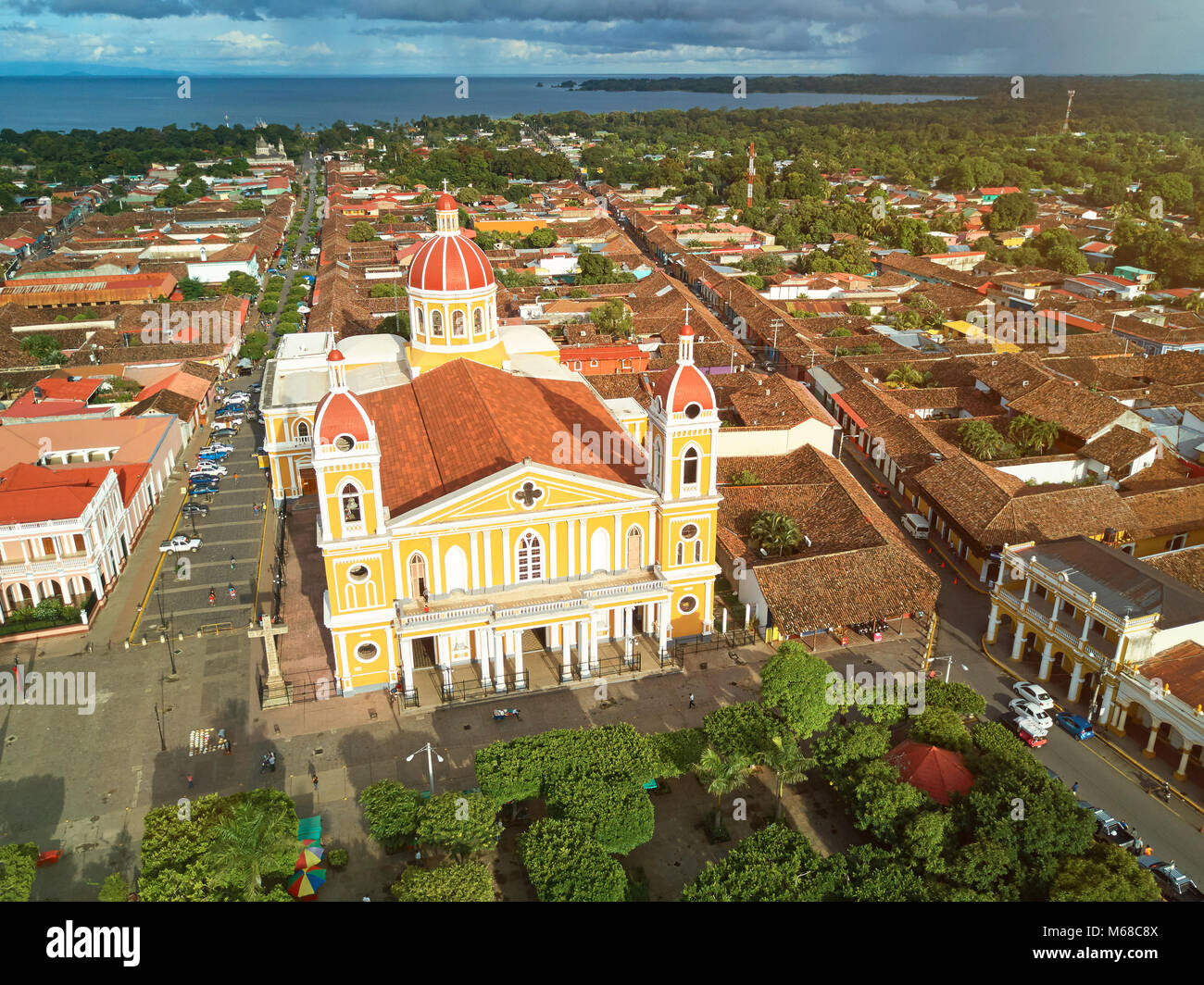 Piazza principale di Granada Nicaragua antenna fuco view Foto Stock