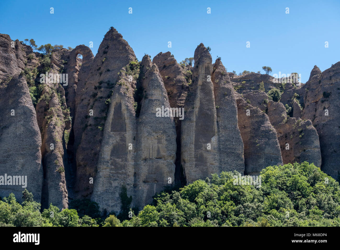 Pénitents des Mées Les Mees Digne-les-Bains Alpes-de-Haute-Provence Provenza-Alpi-Costa azzurra Francia Foto Stock