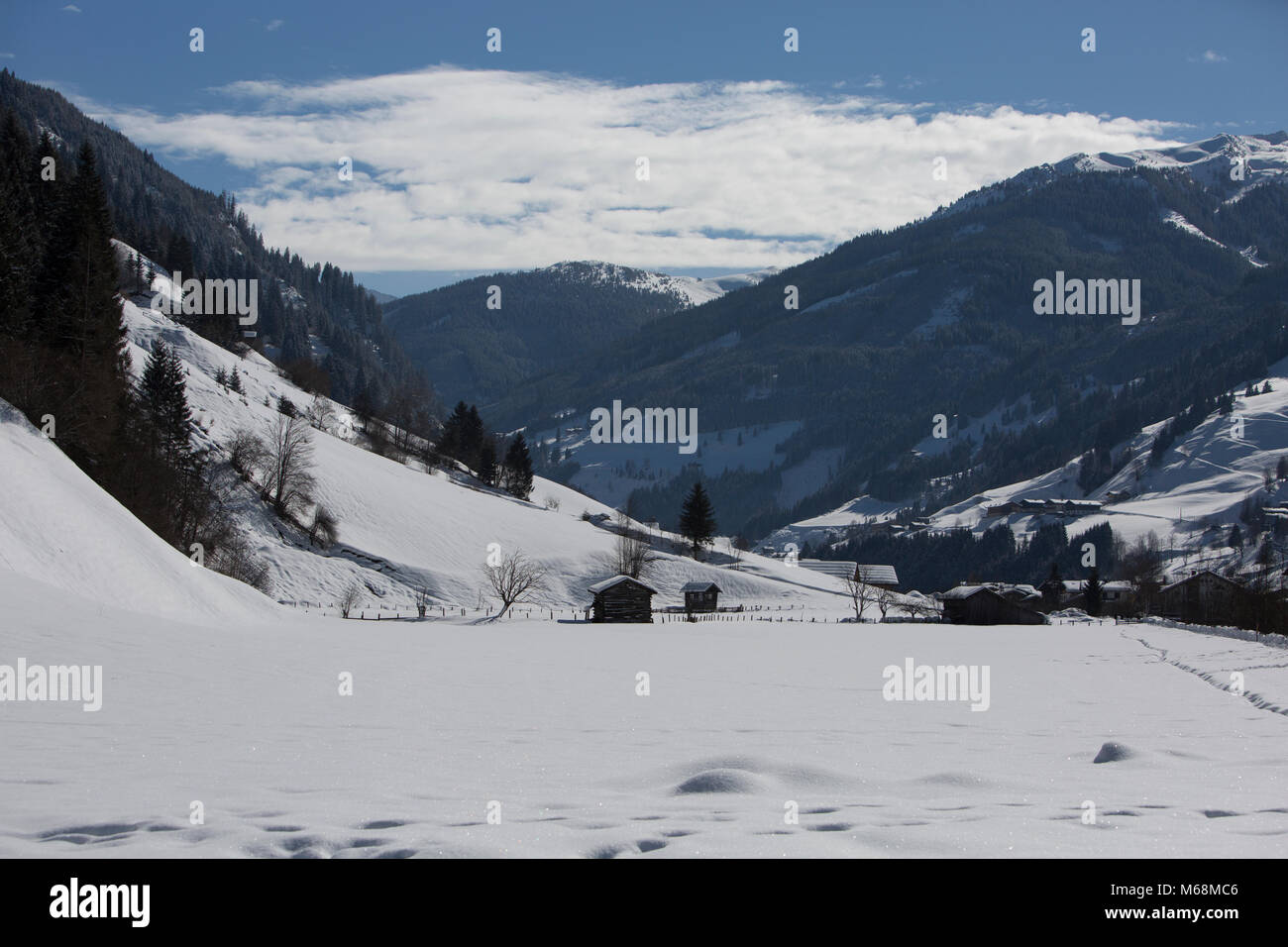 Europa austria Alpi Großarl - tettoie in neve fresca Foto Stock