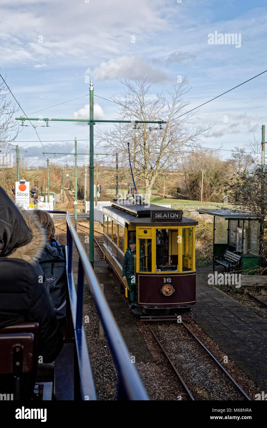 SeatonTramway - Single Decker Tramcar 16 Foto Stock