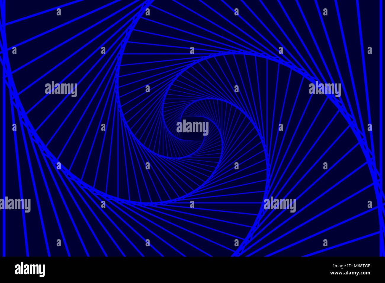 Ruotare quadrati concentrici, Quadrato illusione ottica del modello - blu, geometrico sfondo astratto Illustrazione Vettoriale