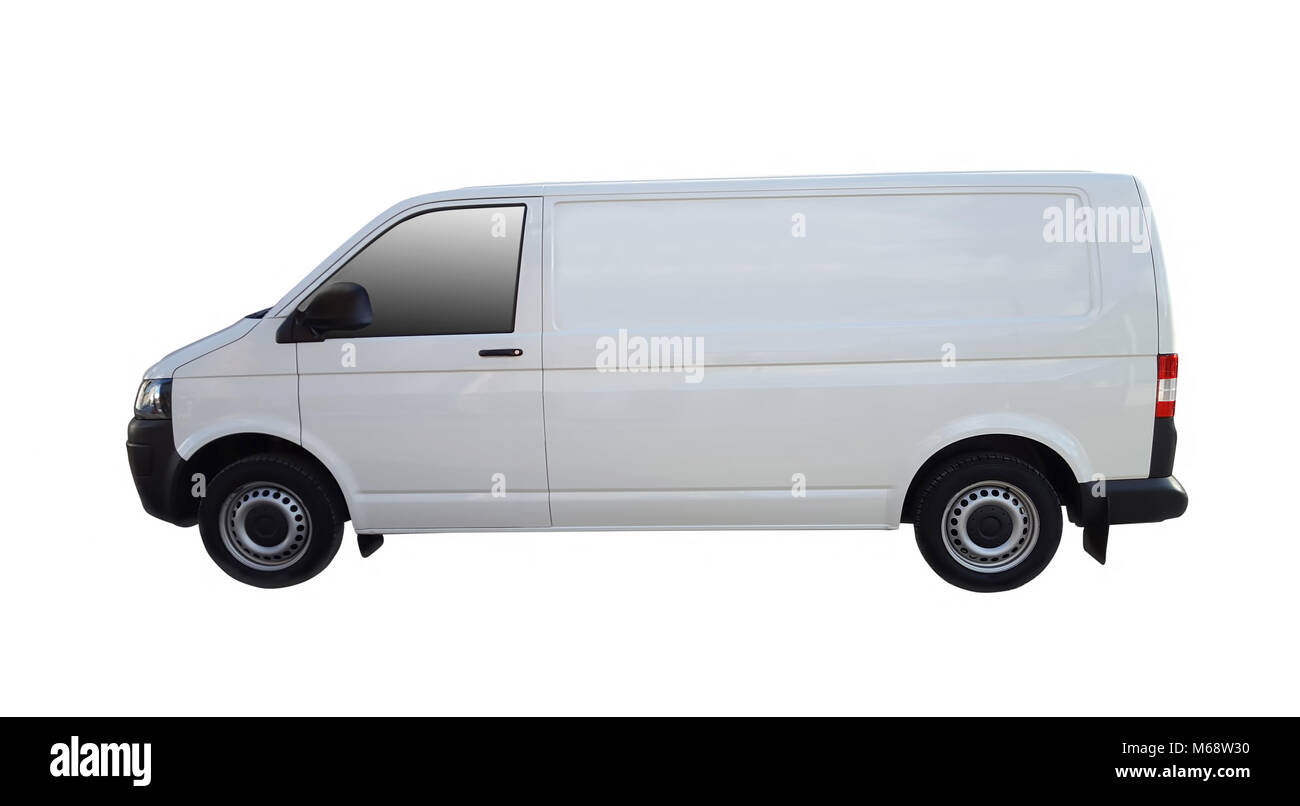 Bianco consegna van per trasporto merci isolato Foto Stock