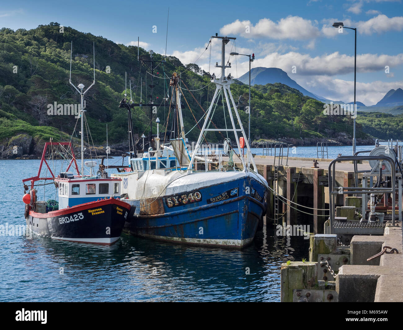 Barche da pesca a Gairloch Harbour, Wester Ross, Scotland, Regno Unito Foto Stock