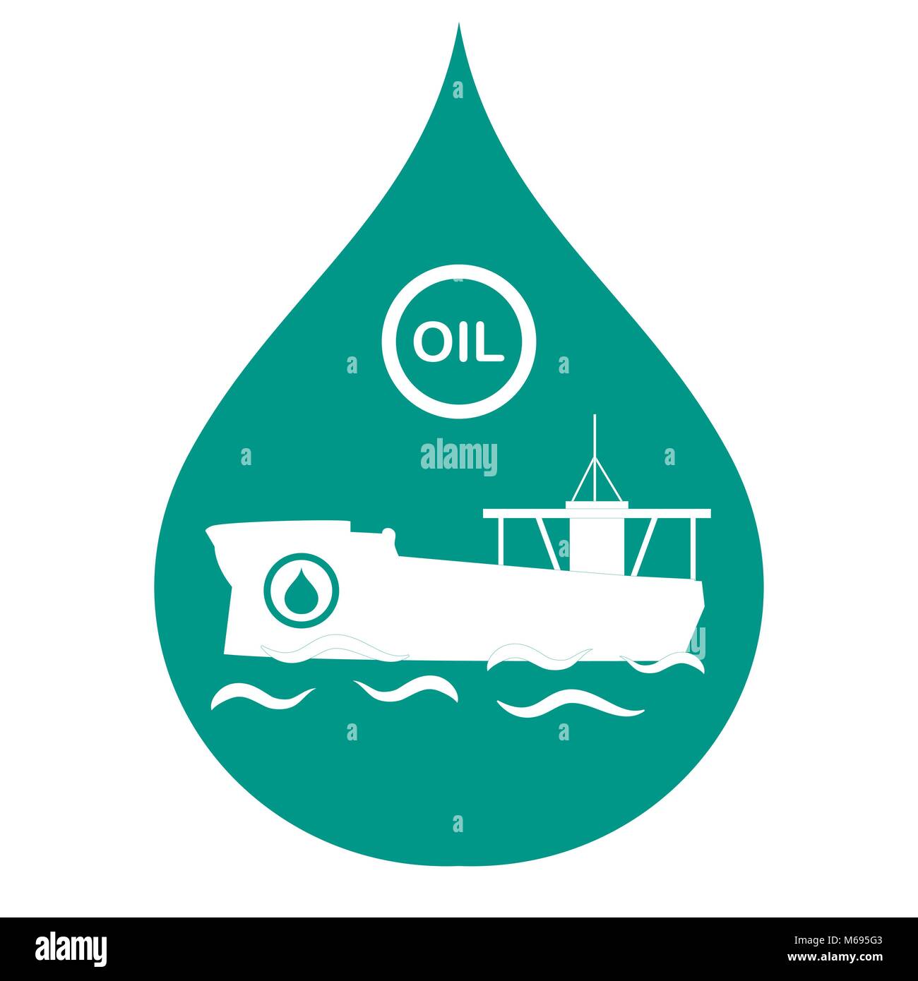 Drop all'interno della quale le navi cisterna che trasportano petrolio. La produzione e il trasporto di petrolio. Illustrazione Vettoriale