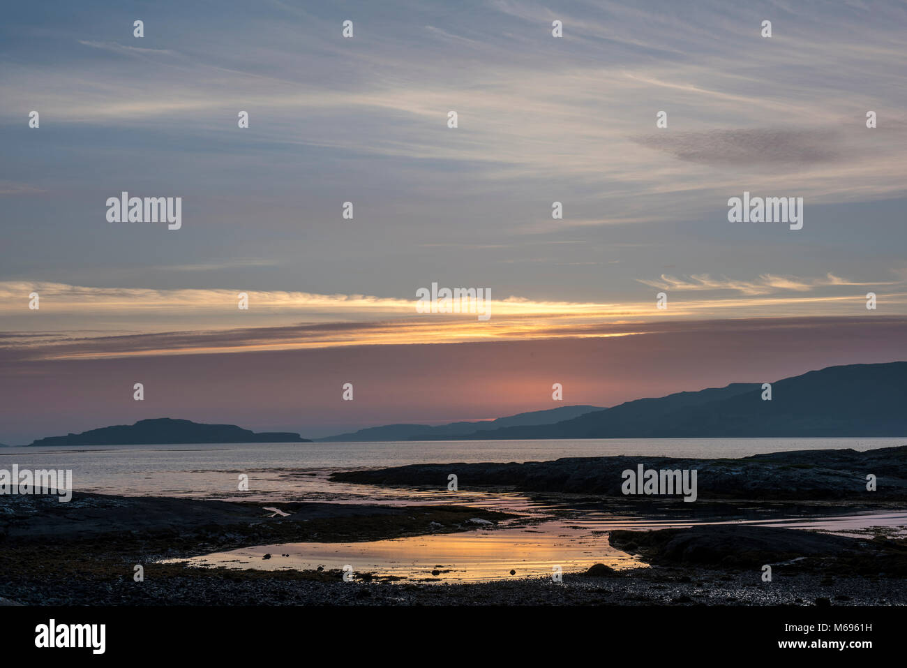 Tramonto nell'isola di Mull Scottish Highlands UK Foto Stock