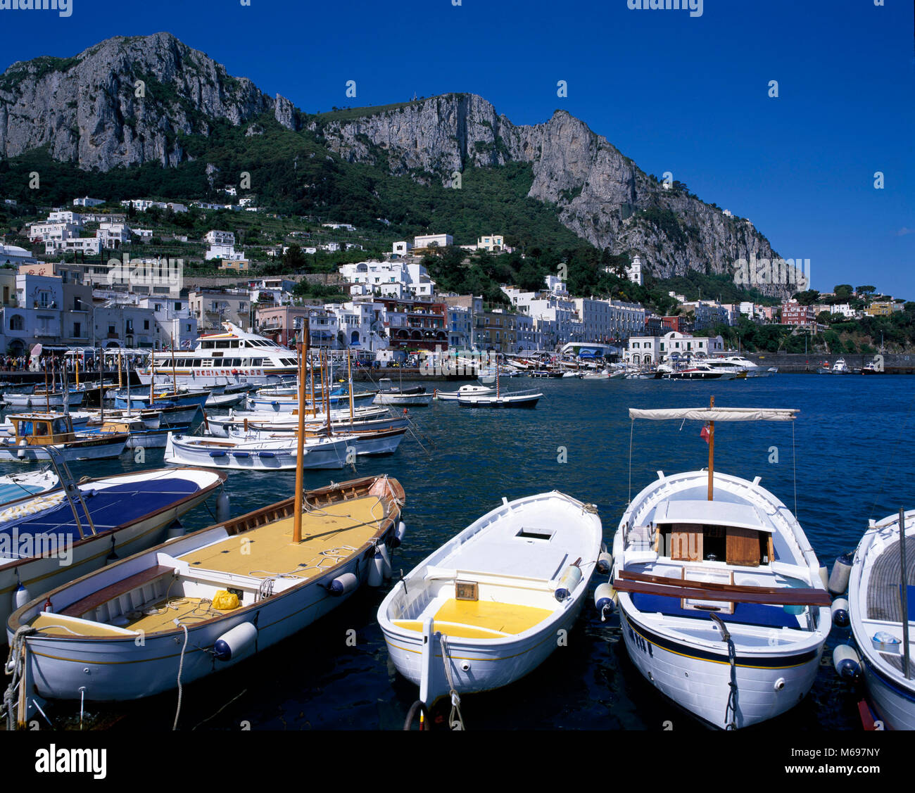 Barche da pesca in Marina Grande Porto, isola di Capri, Italia, Europa Foto Stock