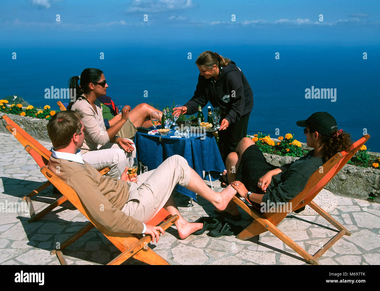Cafe sul Monte Solaro, isola di Capri, Italia, Europa Foto Stock