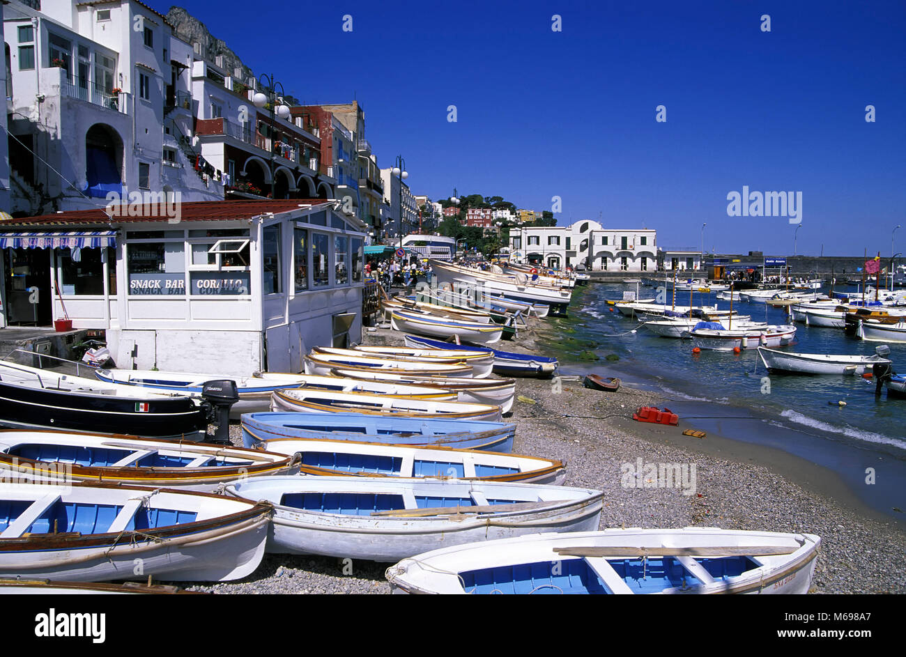 Le barche dei pescatori di Marina Grande, l'isola di Capri, Italia, Europa Foto Stock