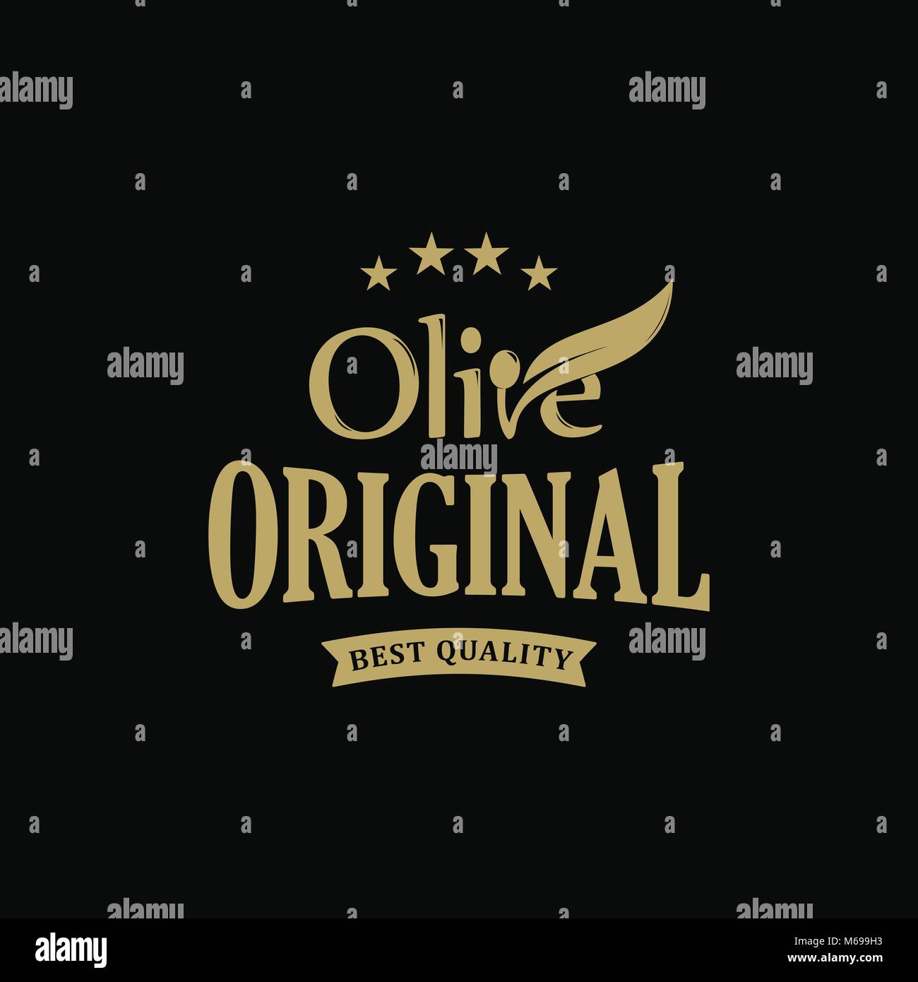 Olio extra vergine di oliva di qualità premium. Olive Branch etichetta vintage. Prodotti sani retrò vettore verde modello logo. Alimenti eco. Illustrazione Vettoriale