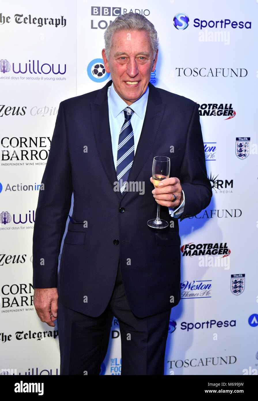 Martin Chivers arrivando per il 2018 Londra Football Awards a Battersea Evolution, Londra. Foto Stock