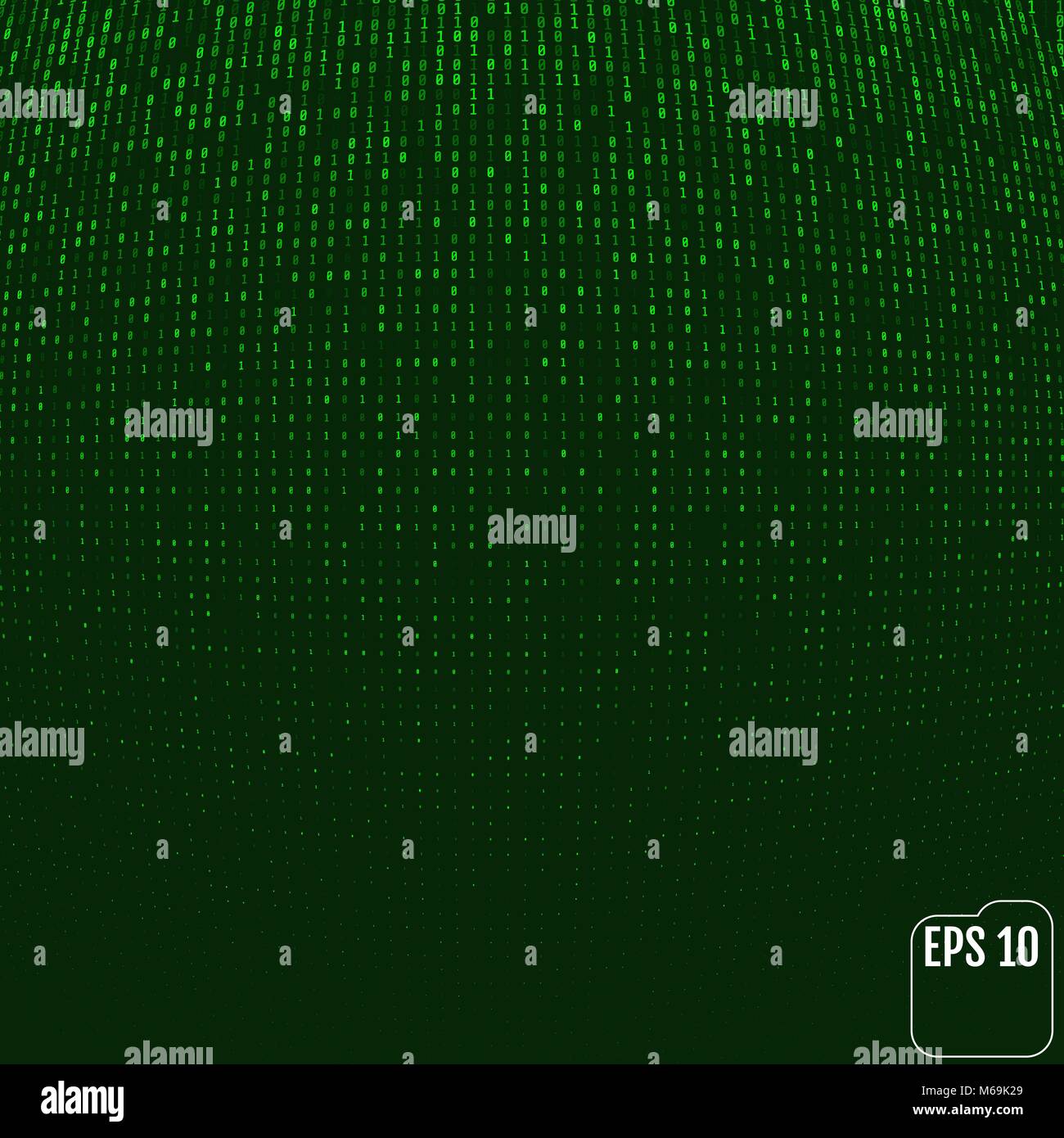 Codice binario verde neon di matrice. Effetto volume. Illustrazione Vettoriale. Illustrazione Vettoriale