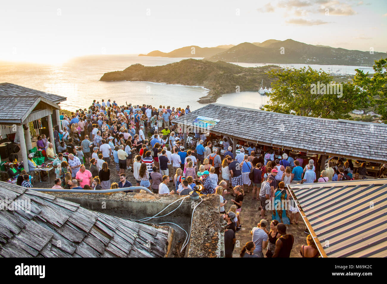 Shirley Heights domenica barbeque, Antigua Foto Stock