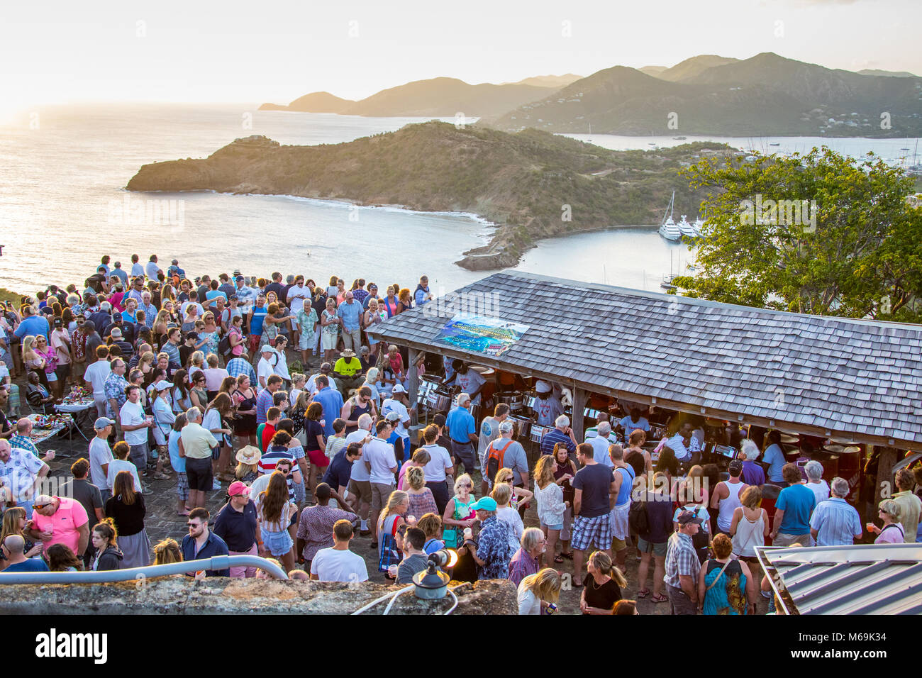 Shirley Heights domenica barbeque, Antigua Foto Stock