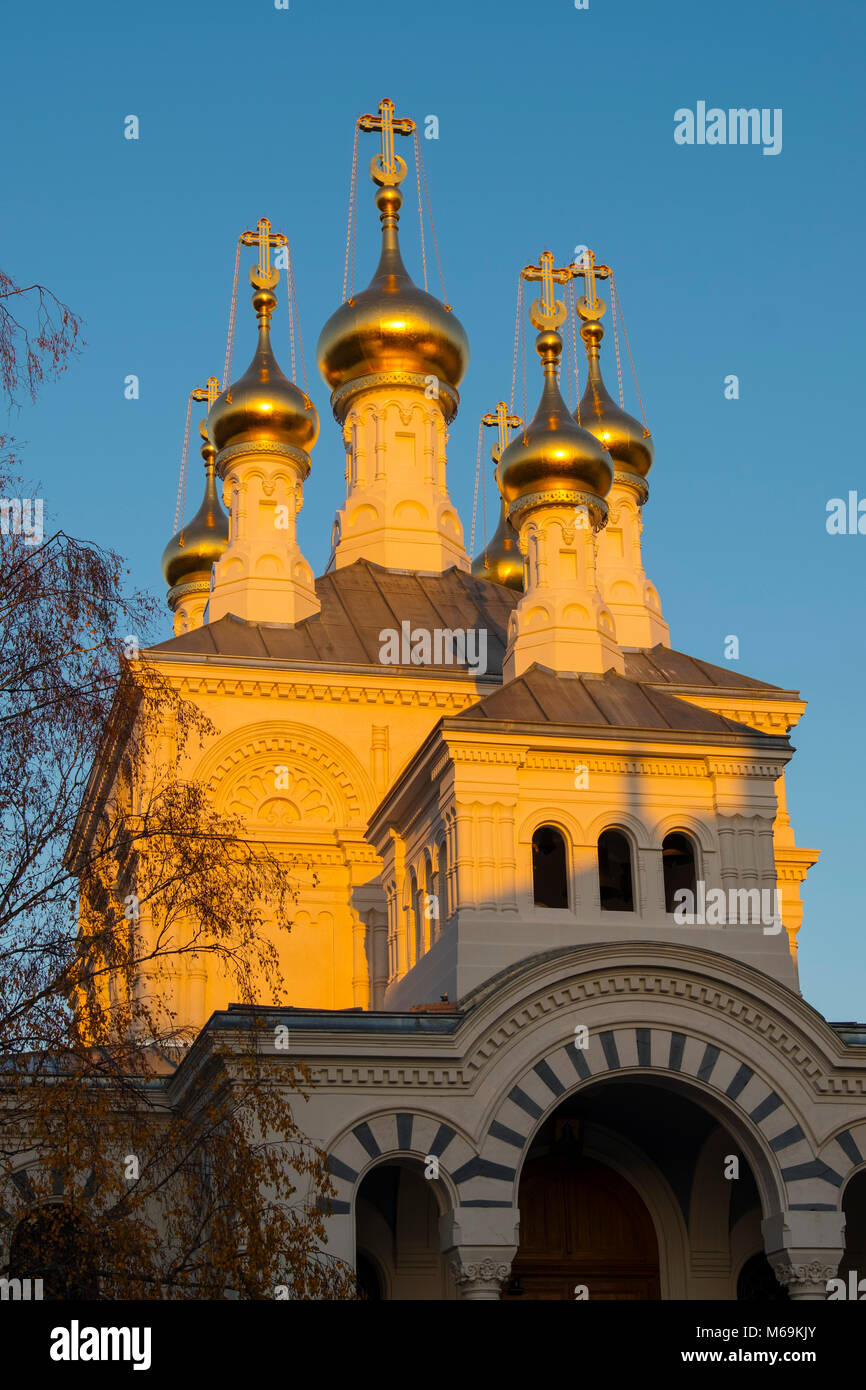 Cathédrale de l'Esaltazione de la Sainte Croix. Il russo chiesa ortodossa orientale. La città vecchia, centro storico. Ginevra. La Svizzera, Europa Foto Stock