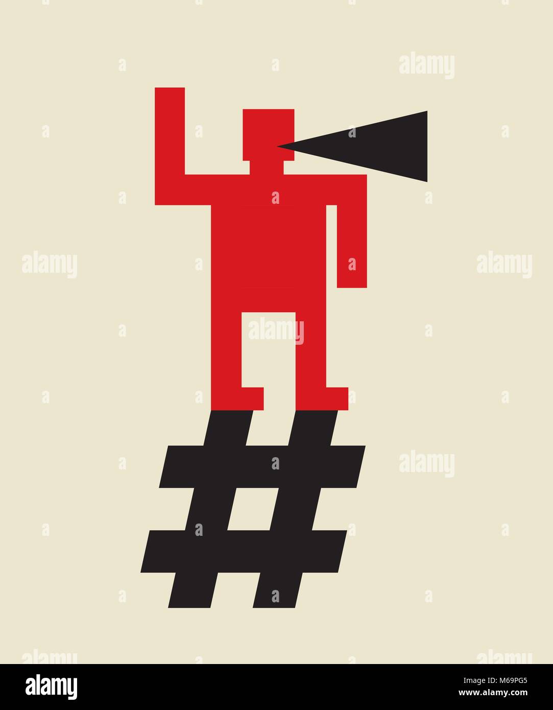 La propaganda online: diffondere la parola usando hashtag, Illustrazione Vettoriale