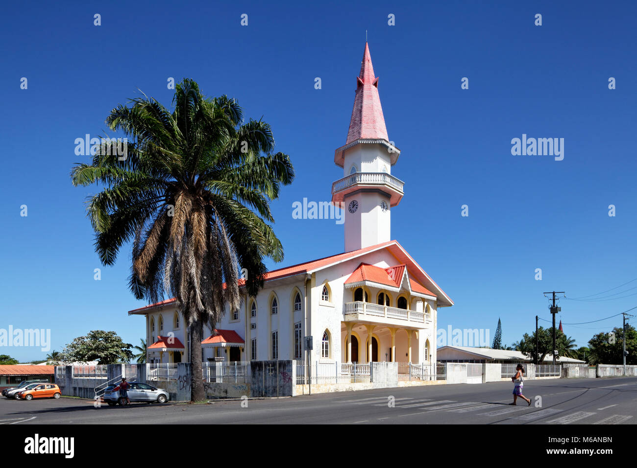 Chiesa protestante in Papara, Tahiti, Polinesia Francese Foto Stock