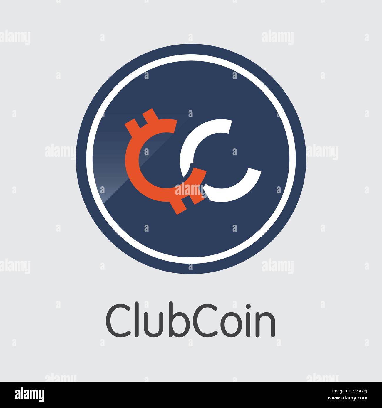 Clubcoin Blockchain Cryptocurrency. Vettore simbolo del club. Illustrazione Vettoriale