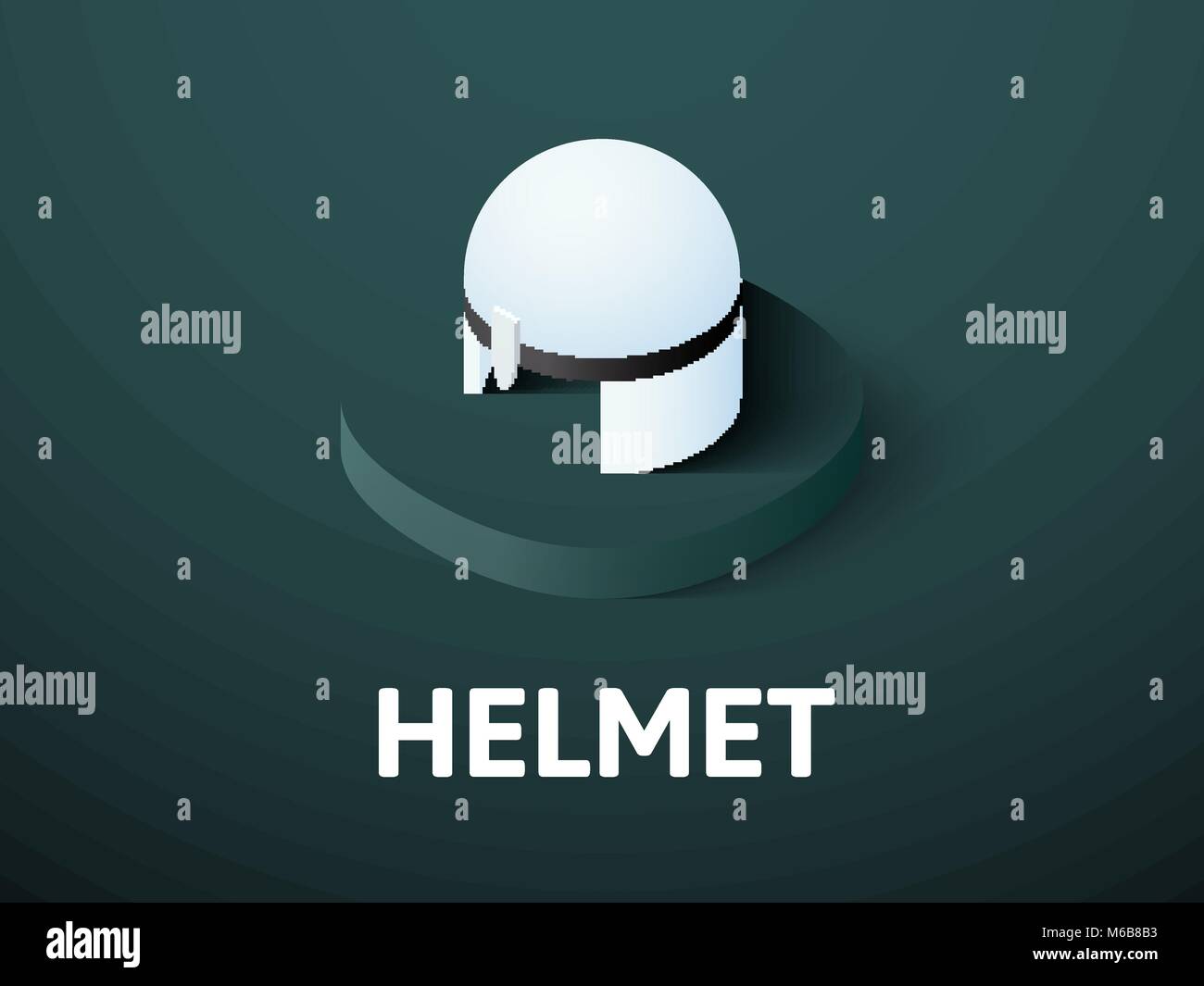 Casco icona isometrica, isolata su uno sfondo colorato Illustrazione Vettoriale