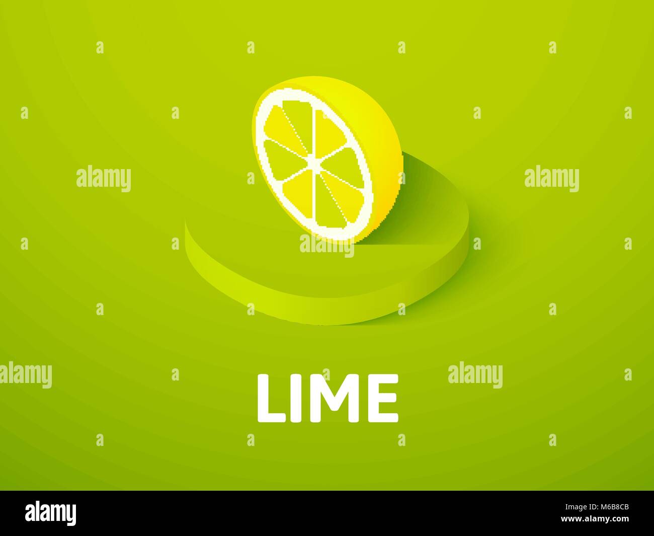 Lime icona isometrica, isolata su uno sfondo colorato Illustrazione Vettoriale