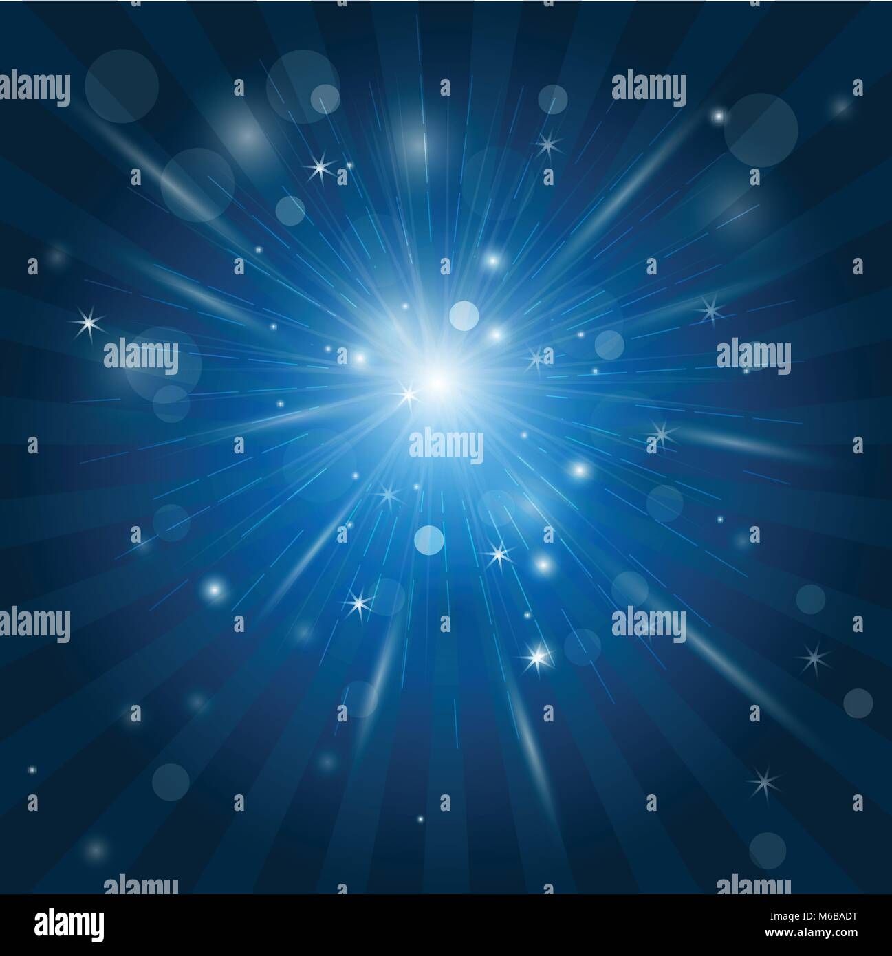 Bianco, raggi di luce effetto bagliore - star burst con bagliori Illustrazione Vettoriale