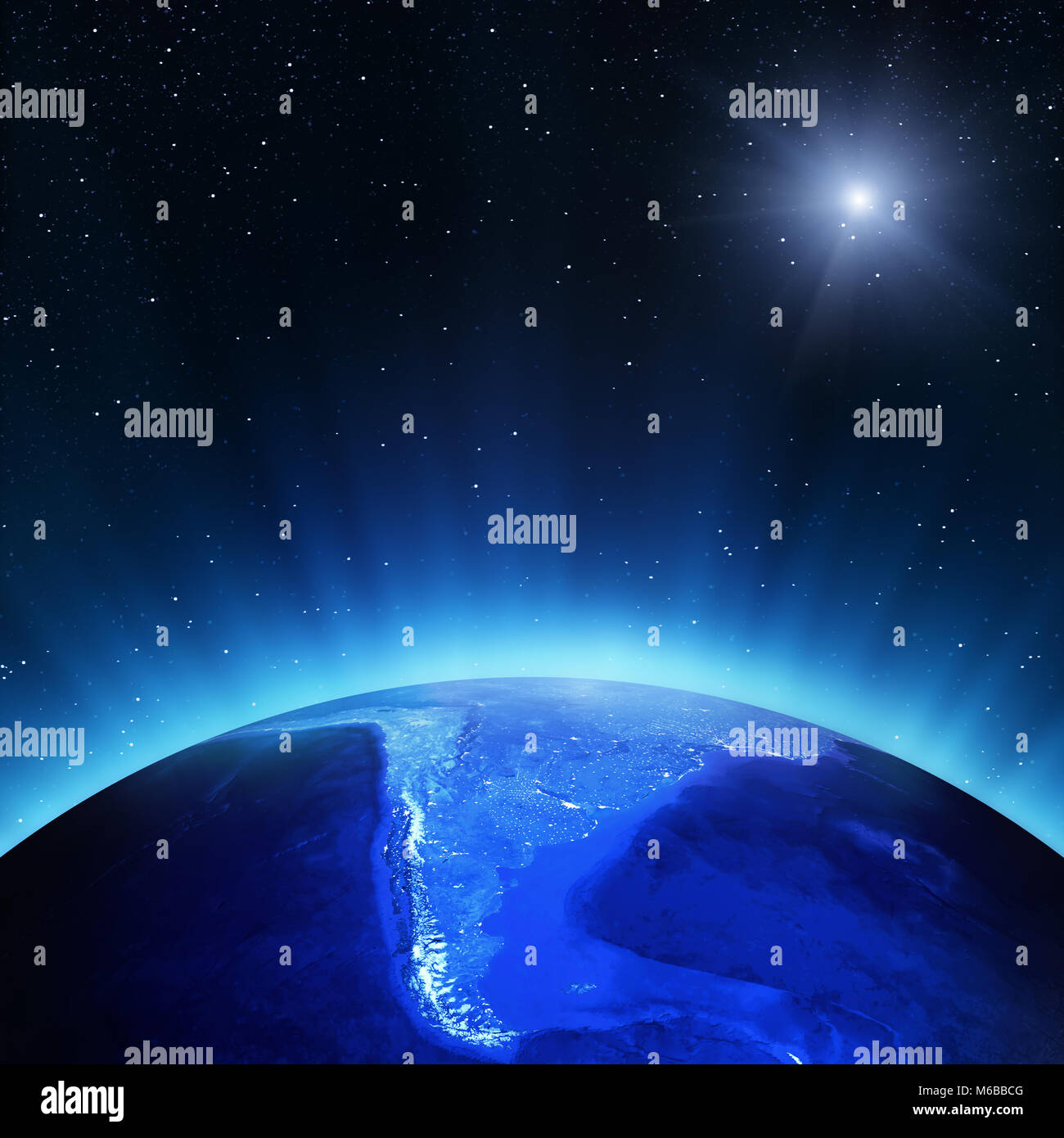 Sud America di notte il rendering 3D Foto Stock