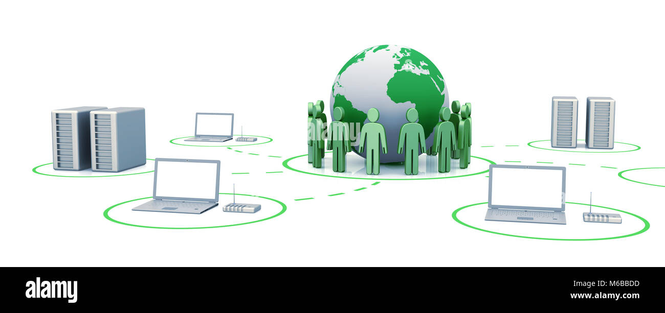 Rete globale di sfondo grafico 3D rendering Foto Stock