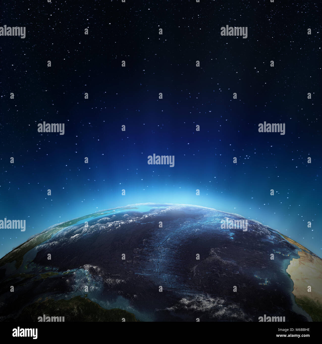 Oceano atlantico dallo spazio 3D rendering Foto Stock