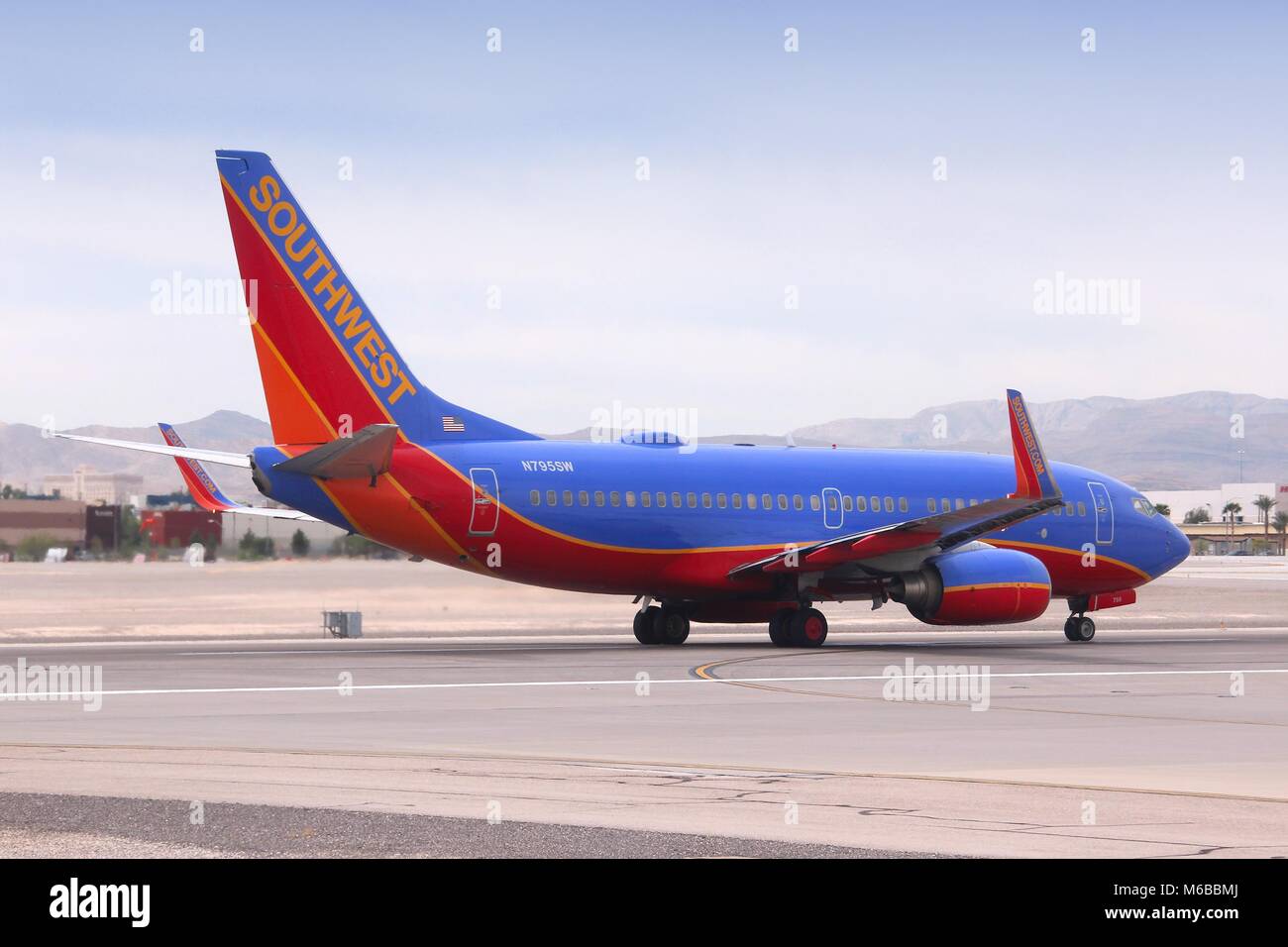 LAS VEGAS, Stati Uniti d'America - 15 Aprile 2014: Boeing 737 di Southwest Airlines a Las Vegas McCarran International Airport. A sud-ovest è il più grande 737 operatore ho Foto Stock