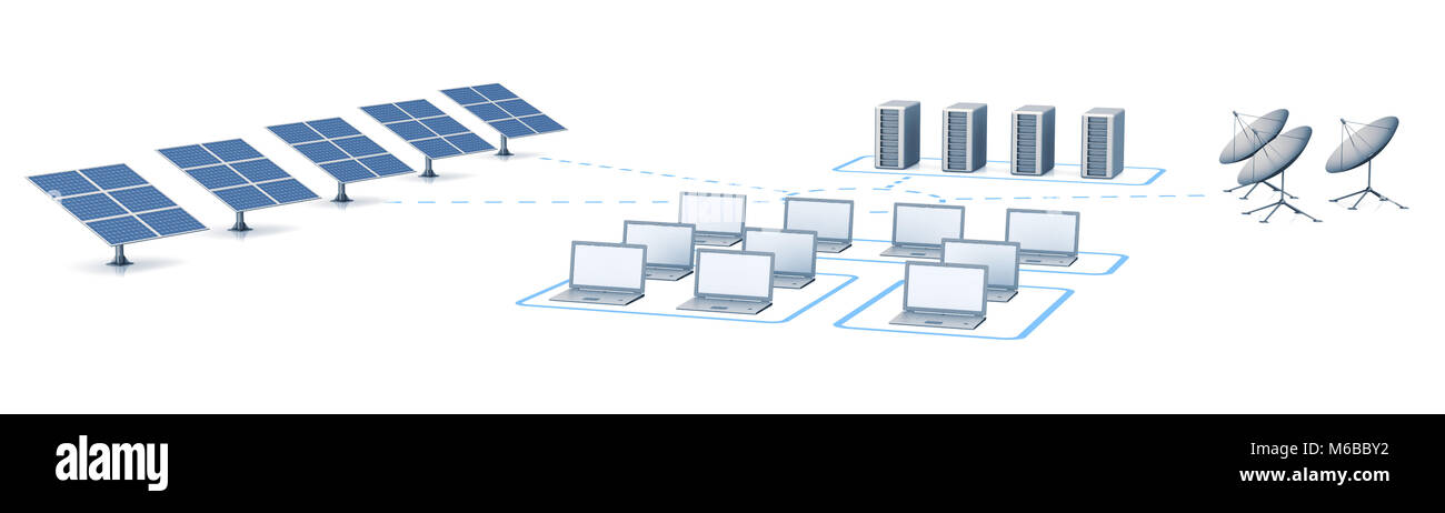 Energia e rete satellitare rendering 3D Foto Stock