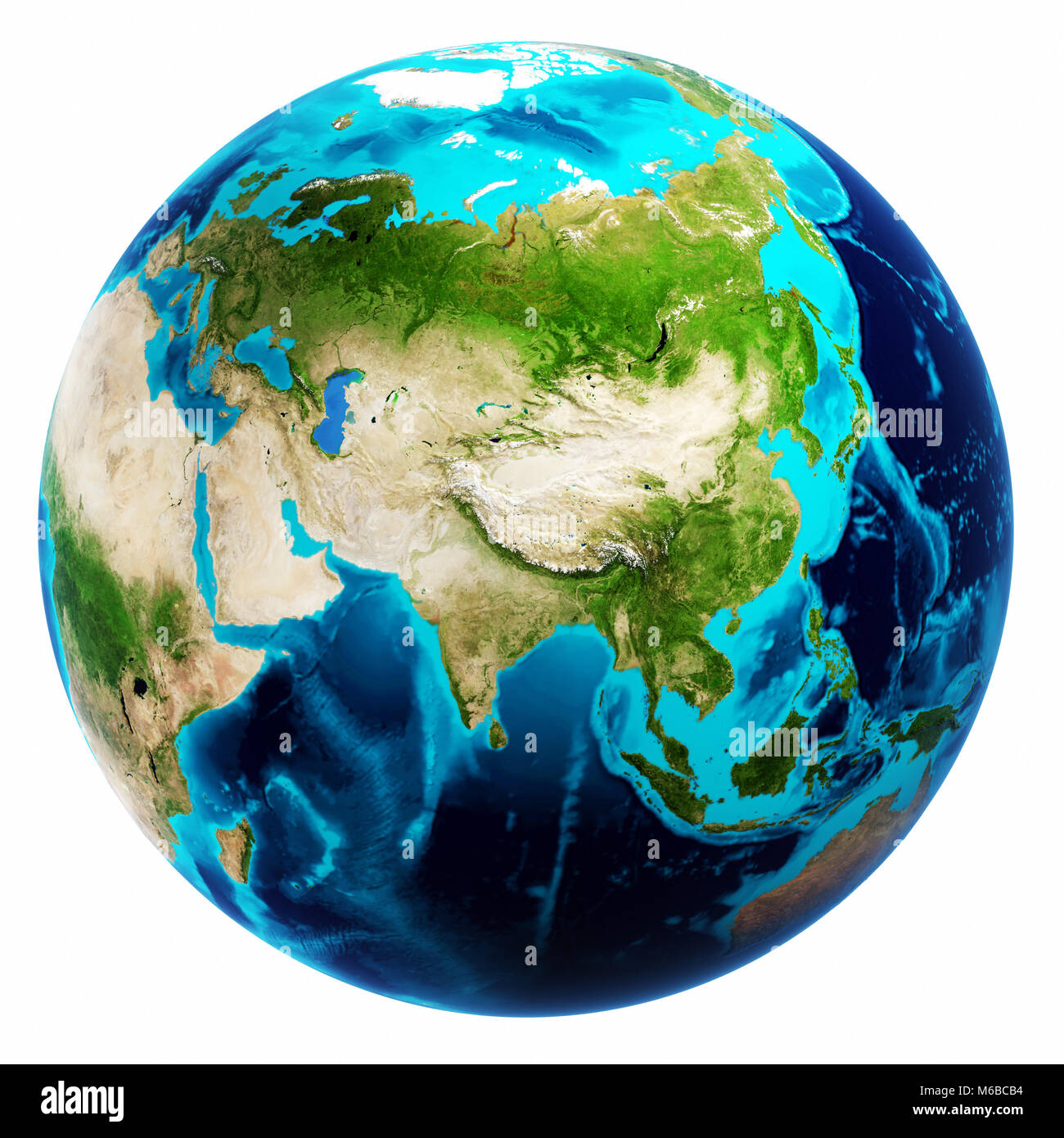 Mappa terrestre isolato bianco il rendering 3D Foto Stock