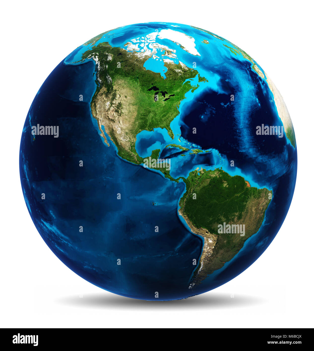 Globo terrestre isolato bianco il rendering 3D Foto Stock