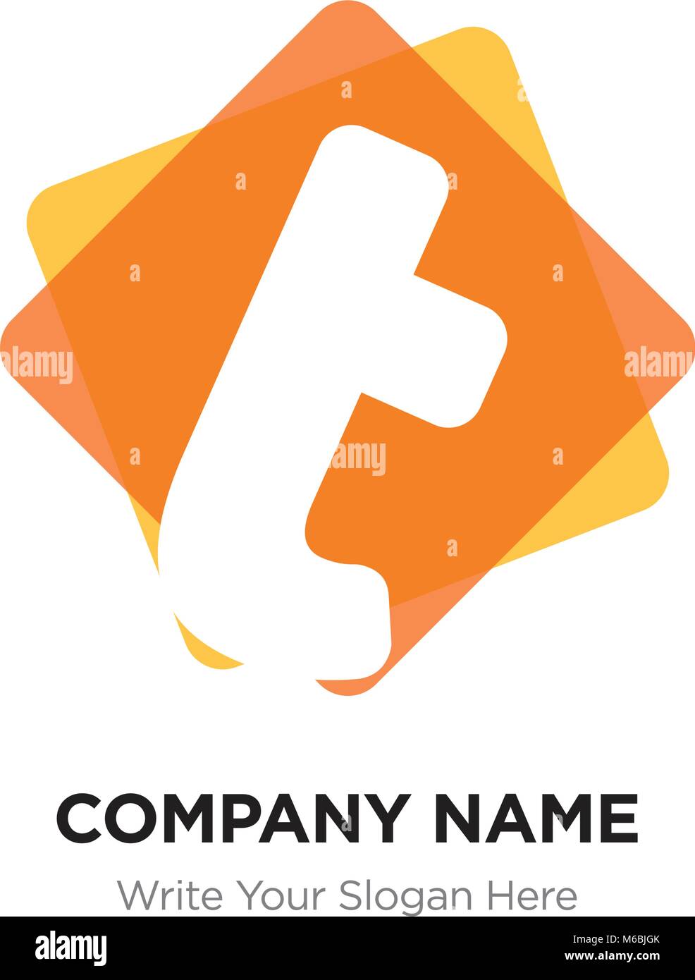 Abstract lettera t logo design modello. bianco icona vettore su sfondo giallo. Illustrazione Vettoriale