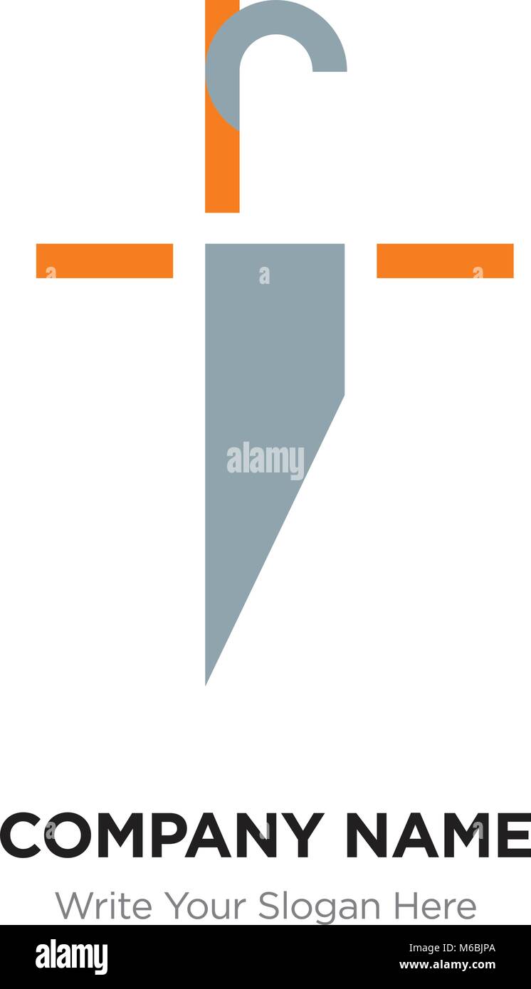 Lettera astratta ri ir logo design template, alfabeto lettere iniziali nome azienda concept. Piatte sottili segmenti di linea collegati a ciascun altro, blu e y Illustrazione Vettoriale
