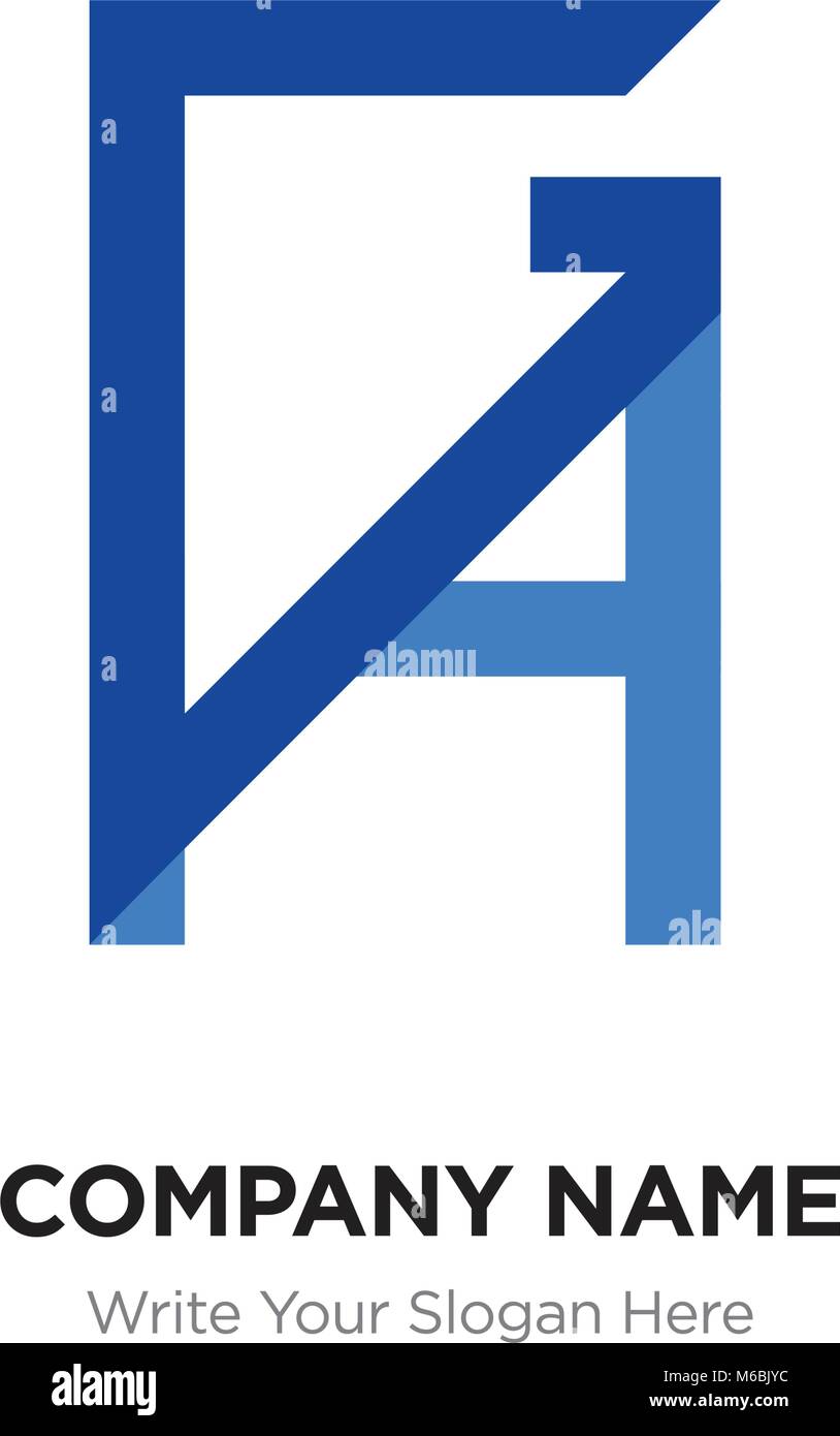 Lettera astratta GH,HG logo design template, blu alfabeto lettere iniziali nome azienda concept. Piatte sottili segmenti di linea collegati gli uni agli altri Illustrazione Vettoriale