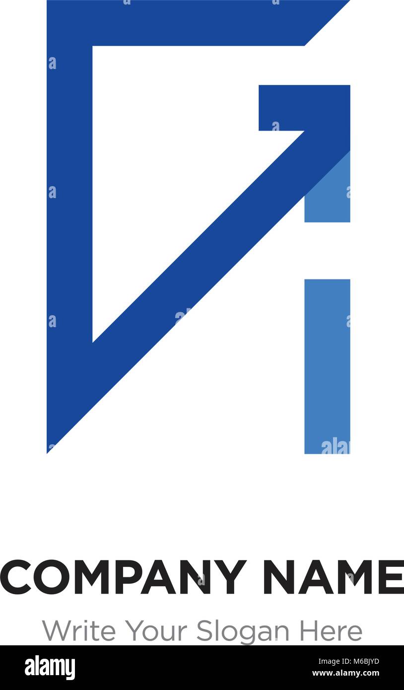 Lettera astratta GI,IG logo design template, blu alfabeto lettere iniziali nome azienda concept. Piatte sottili segmenti di linea collegati gli uni agli altri Illustrazione Vettoriale