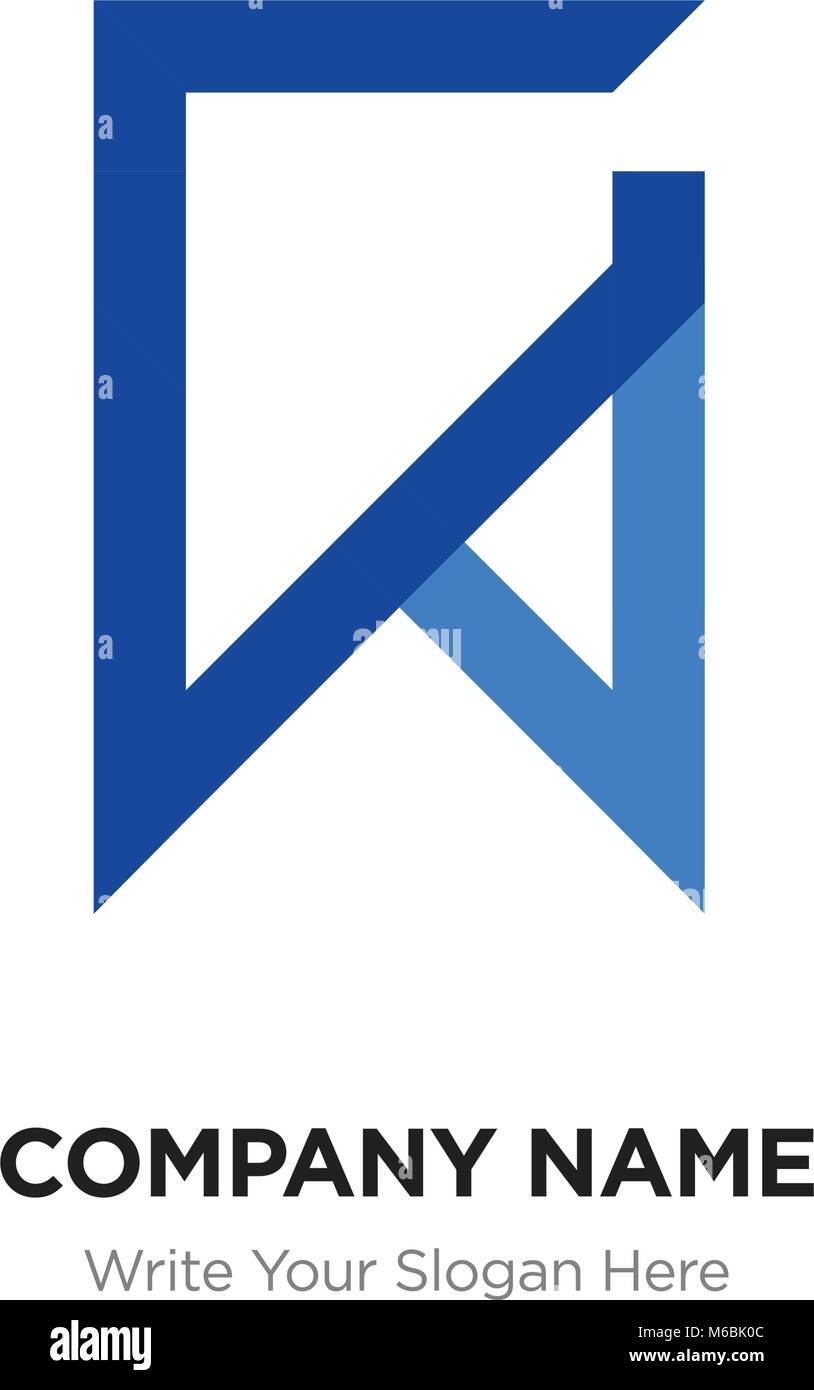 Lettera astratta GV,VG logo design template, blu alfabeto lettere iniziali nome azienda concept. Piatte sottili segmenti di linea collegati gli uni agli altri Illustrazione Vettoriale