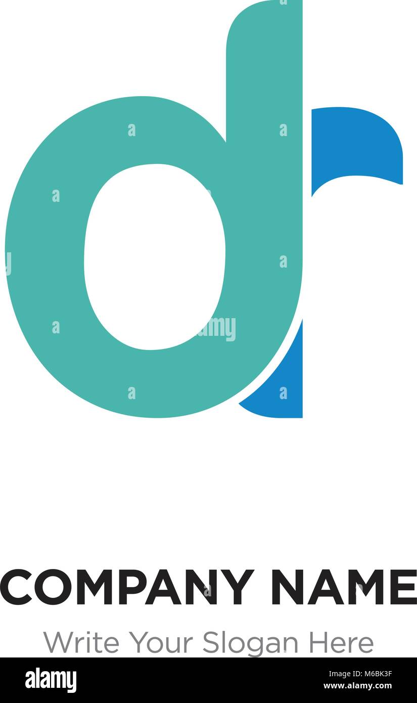 Abstract lettera dr, rd logo design template, verde alfabeto lettere iniziali nome azienda concept. Piatte sottili segmenti di linea collegati gli uni agli altri Illustrazione Vettoriale