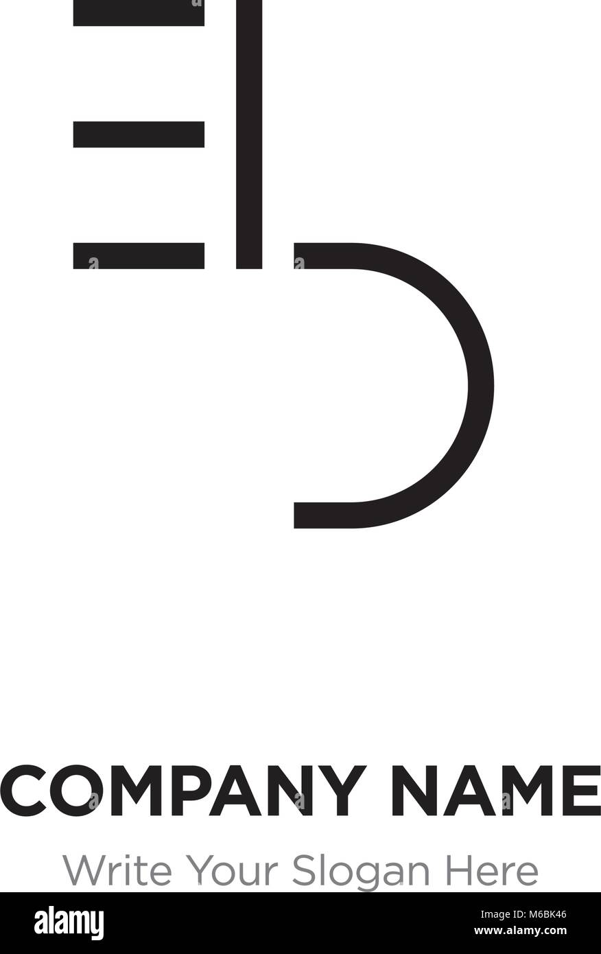 Lettera astratta essere,EB logo design template, nero alfabeto lettere iniziali nome azienda concept. Piatte sottili segmenti di linea collegati gli uni agli altri Illustrazione Vettoriale