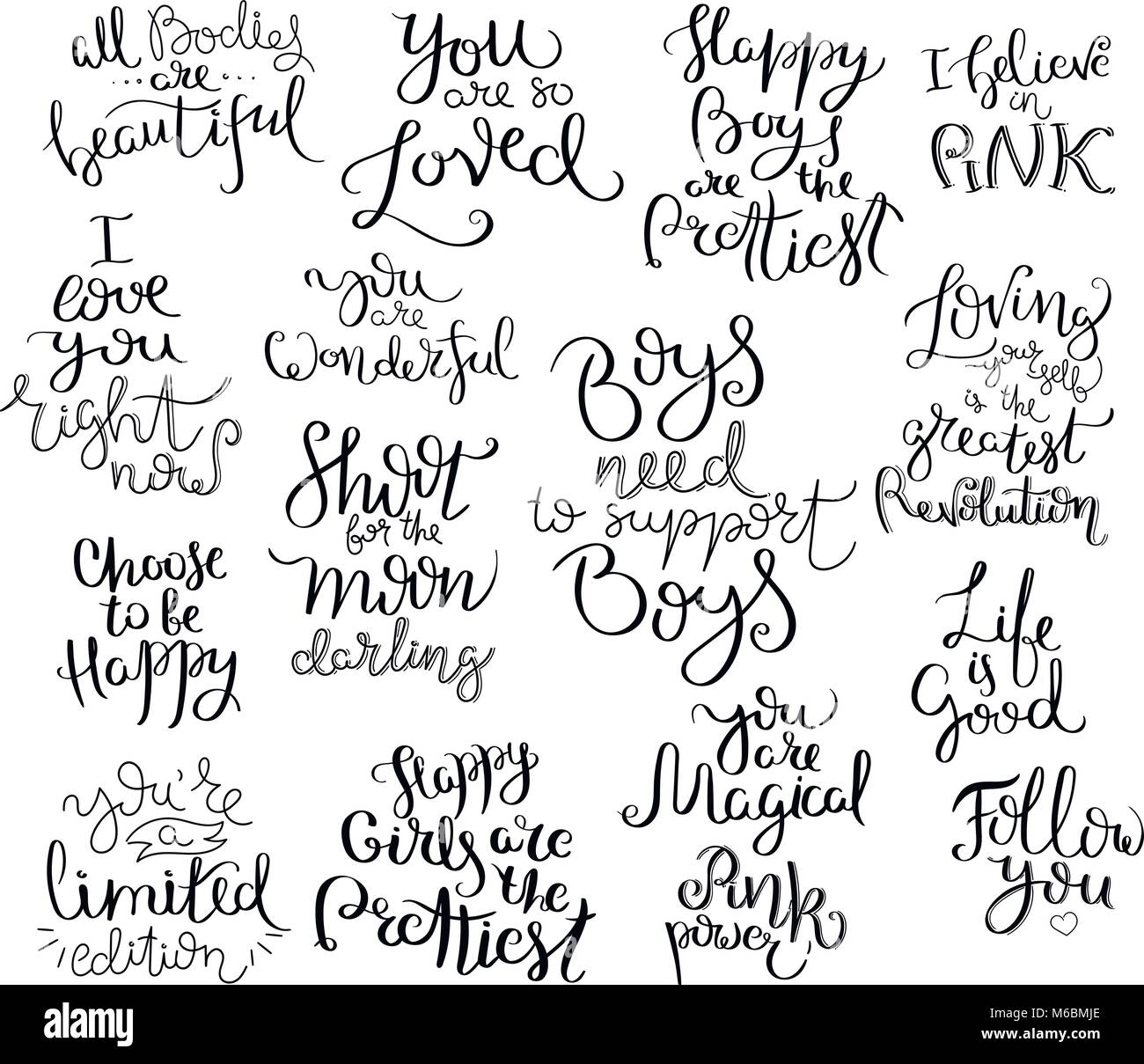 Scritto a mano la calligrafia citare la motivazione per la vita e la felicità. Per cartoline, poster, stampe e biglietti graphic design. Illustrazione Vettoriale