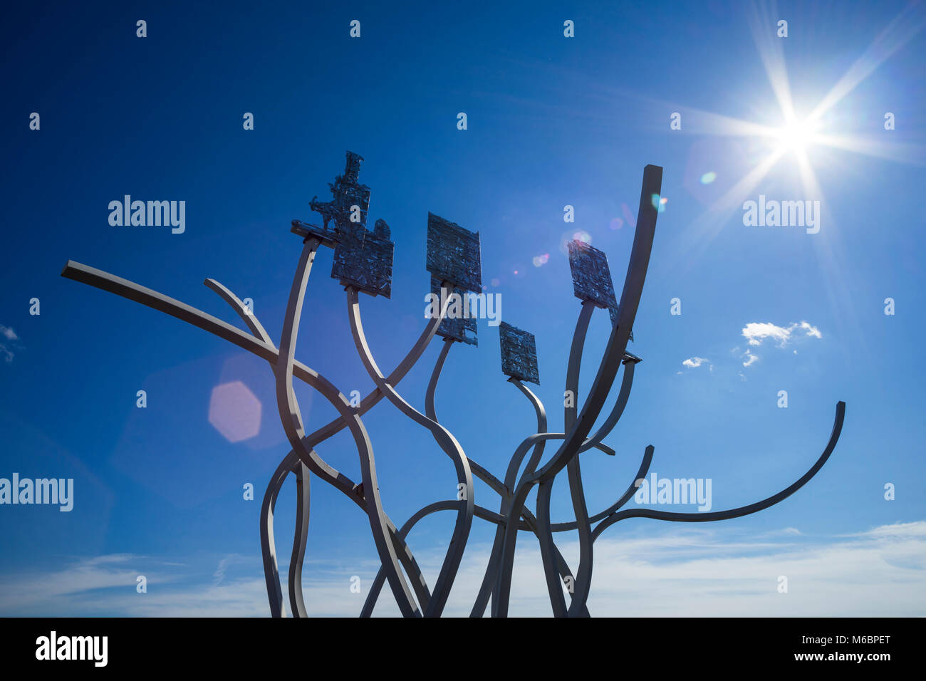 " Lo Spirito del Staithes', una scultura di Simon Packard, Blyth, Northumberland, Inghilterra Foto Stock