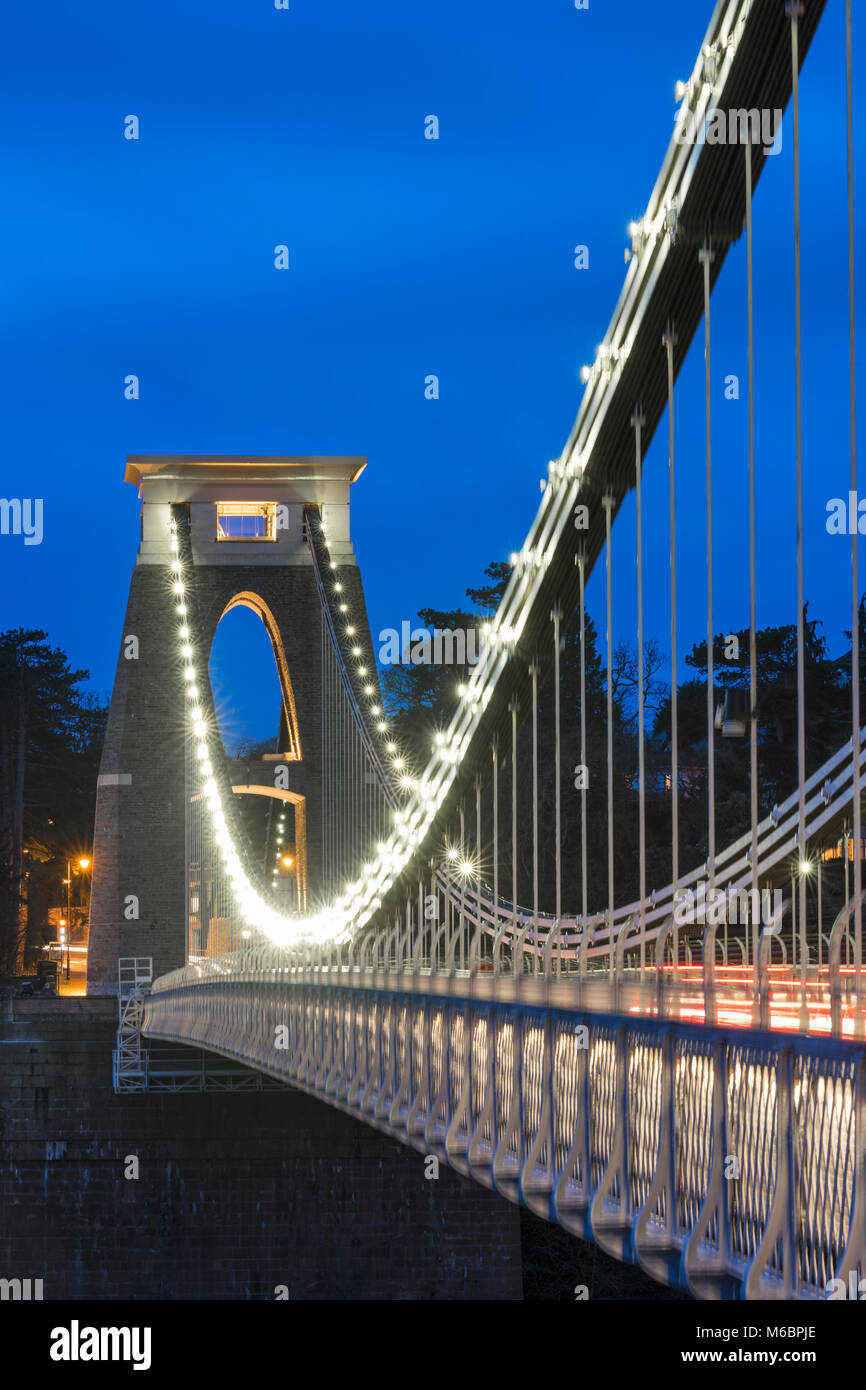 Il ponte sospeso di Clifton, progettato da Isambard Kingdom Brunel, over the Avon Gorge, Bristol, Inghilterra Foto Stock