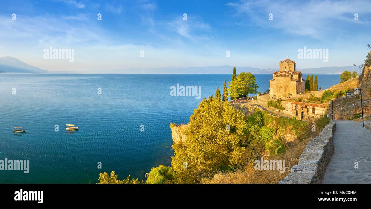 Il lago di Ohrid vista panoramica, Macedonia, Balcani Foto Stock