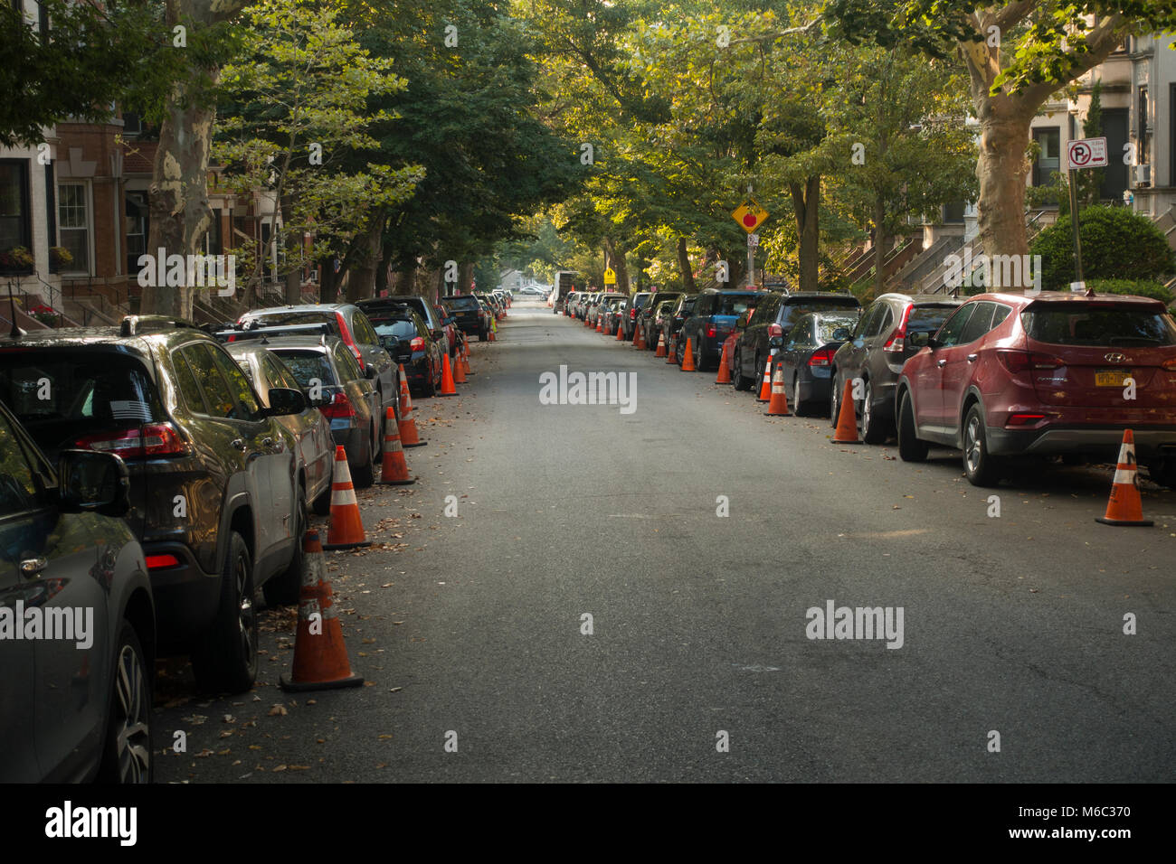 Strada chiusa per la produzione cinematografica shoot Brooklyn NYC Foto Stock