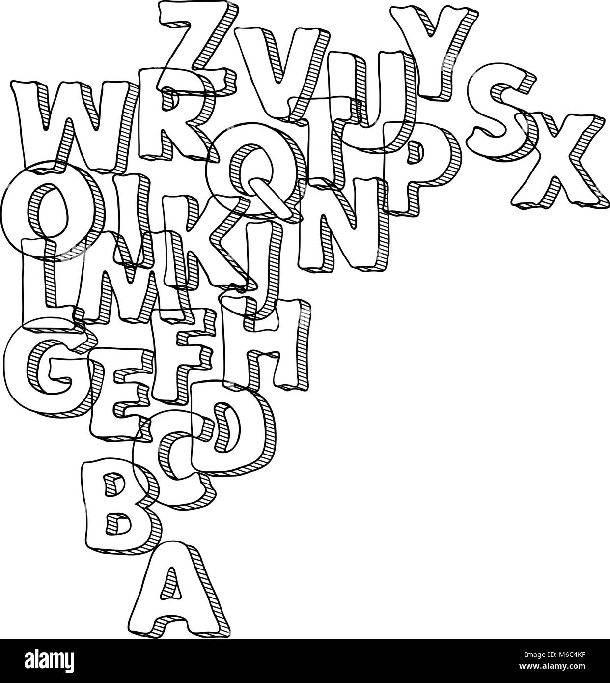 Vettore di nero bacground con lettere dell'alfabeto Illustrazione Vettoriale