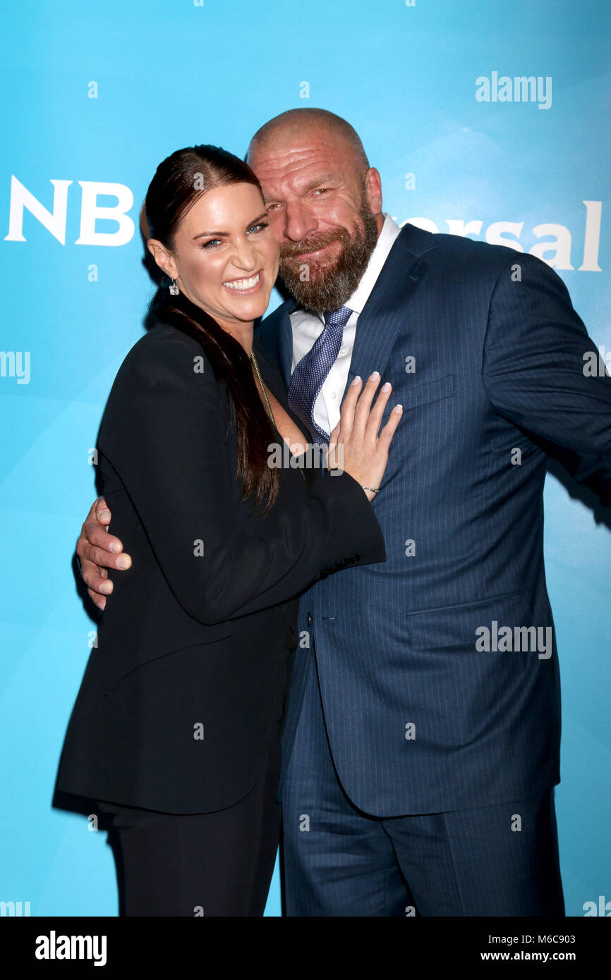 La NBC TCA Winter Press Tour al Langham Huntington Hotel a Pasadena, in California. Dotato di: Stephanie McMahon, Triple H, Paul Levesque dove: Pasadena, California, Stati Uniti quando: 09 Gen 2018 Credit: Nicky Nelson/WENN.com Foto Stock