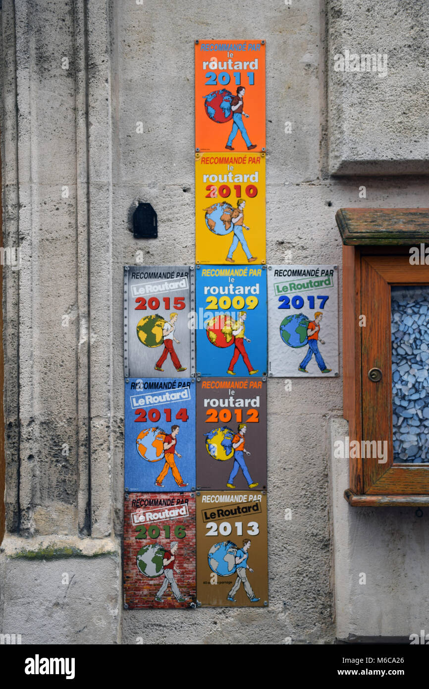 Recensione del ristorante indicazioni per la Guida Routard, Cognac, Charente, Francia Foto Stock