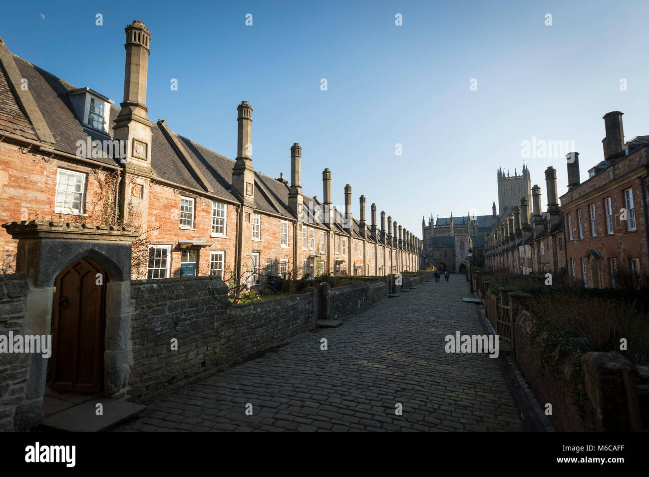 Vicari vicino, pozzi, Somerset, Regno Unito, la più antica puramente strada residenziale in Europa. Foto Stock